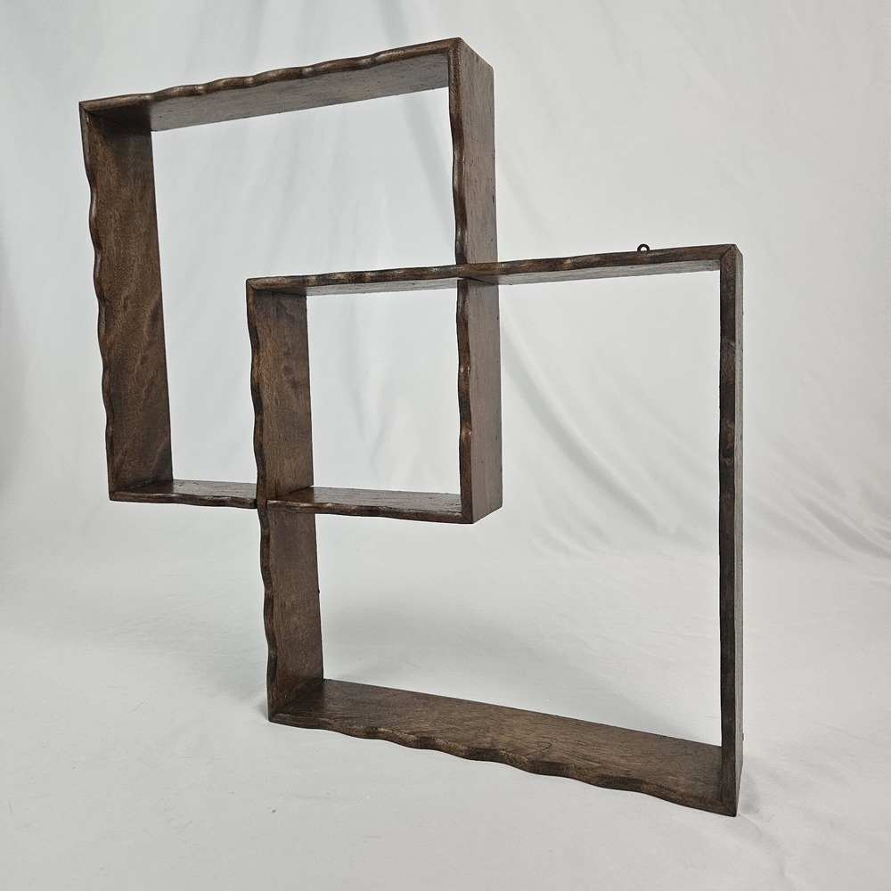 Vintage Wood Shelf Interlocking Shadowbox Display Curio Mid-Century Retro Boho